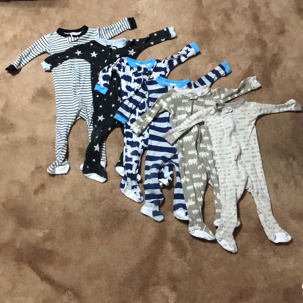 7 Piece Bundle Baby Footed Pajamas 12 Months